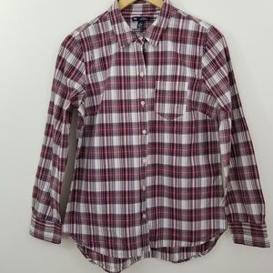 Gap Shirt Plaid Boyfriend Shirt Size Small